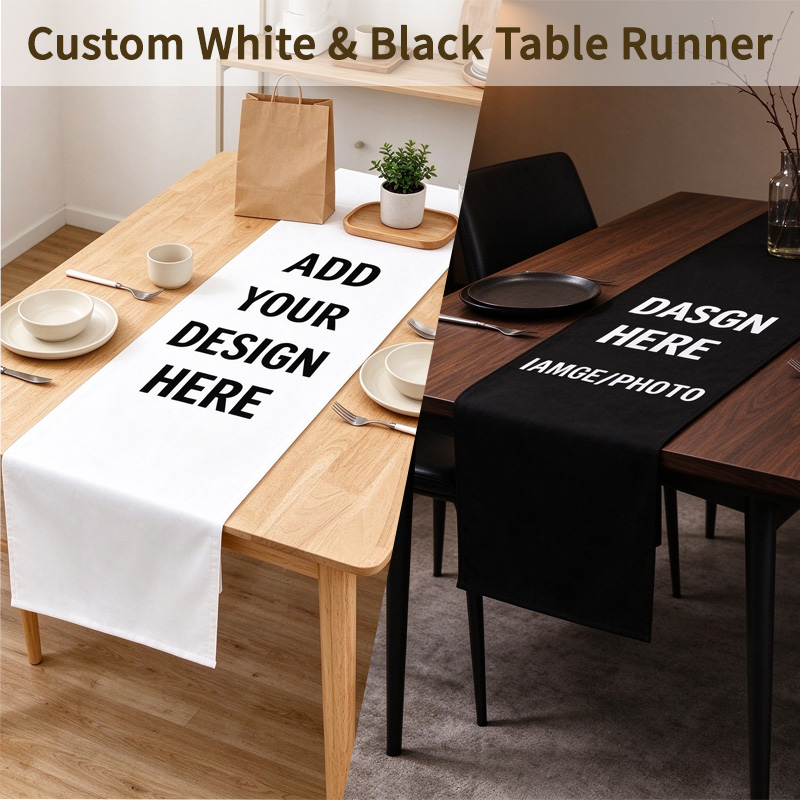 Home Textiles Usa - Maßgefertigter 1-teiliger Tischläufer für Zuhause, Schwarz/Weiß,