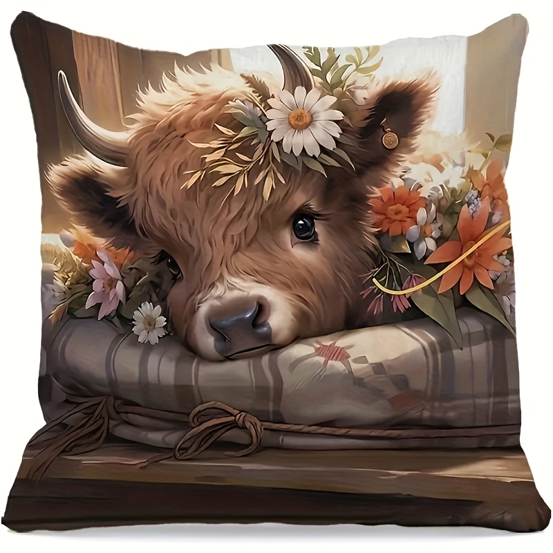 Pillow Insert 18X18 - 2D Flach - 1 Stück Highland-Kuh-Kissenbezug,