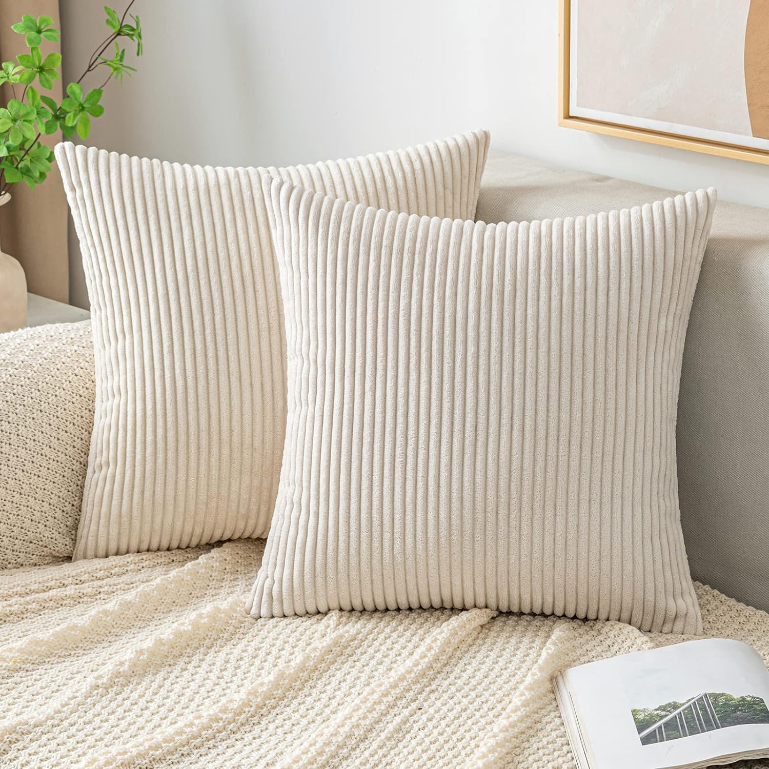 Pillow Insert 18X18 - Dekokissenbezüge aus Cord, dekorativ, weich, gestreift,